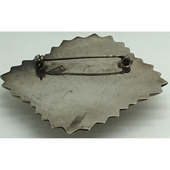 Taxco Sterling Silver Black Onyx Brooch Pin Modernist TA 93 MCM Mexican Mexico - Picture 3 of 3